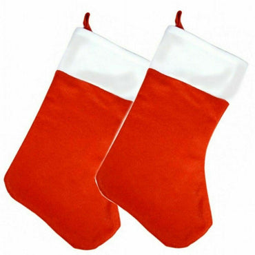 2 x Red Felt Christmas X-MAS Stocking - 40 cm - Santa Party Present Toy Bag - ZYBUX